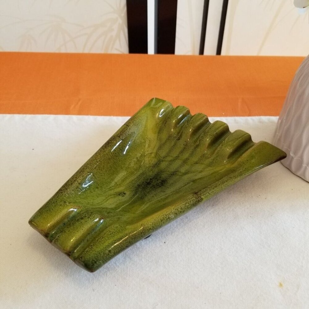 MCM Green Ceramic Ashtray/Trinket Tray
